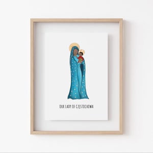 Our Lady of Czestochowa, Black Madonna, Blessed Mother, Virgin Mary Print, Catholic Art, Catholic Home Decor, Marian Art