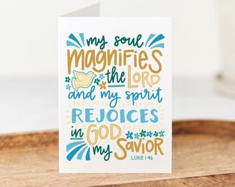 Magnificat Canticle of Mary, Catholic Note Cards, Catholic Cards, Stationery, Catholic Stationery, Confirmation Card, Catholic Woman