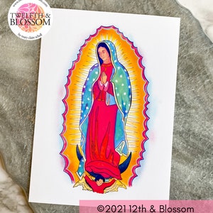 Our Lady of Guadalupe Digital Art, Blessed Virgin Mary Art Print, Catholic Home Decor, Catholic Wall Art, Gifts for Catholics