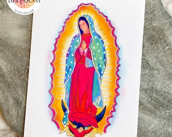 Our Lady of Guadalupe Digital Art, Blessed Virgin Mary Art Print, Catholic Home Decor, Catholic Wall Art, Gifts for Catholics