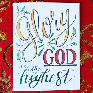 Religious Christmas Cards (Set of 10 or 20), Card with Scripture, Glory to God in the Highest