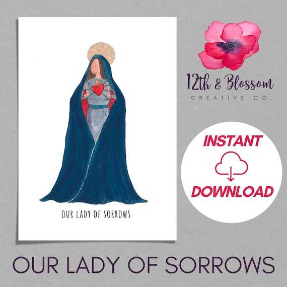 Instant Download Art Print Our Lady of Sorrows Catholic Art | Etsy