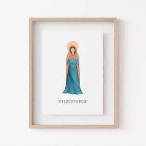 Our Lady of the Rosary, Rosary Art, Catholic Wall Art, Virgin Mary Art, Catholic Art, Catholic Home Decor, Marian Art