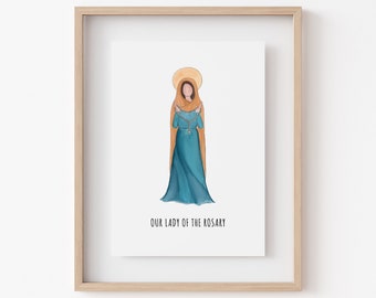 Our Lady of the Rosary, Rosary Art, Catholic Wall Art, Virgin Mary Art, Catholic Art, Catholic Home Decor, Marian Art