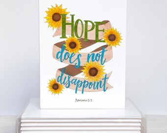 Hope Does Not Disappoint Romans 5 Blank Notecards, Catholic Greeting Card, Scripture Card, Christian Stationery