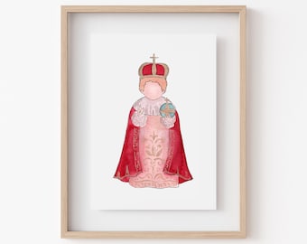 Infant of Prague Catholic Home Decor, 5x7 Catholic Print, Infant of Prague Art, Catholic Home Art, Catholic Wall Decor, Catholic Home Decor