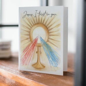 Catholic Note Cards, Jesus I Trust In You, Divine Mercy Religious Notecards, Spiritual Blank Notecards, Catholic Stationery Note Cards