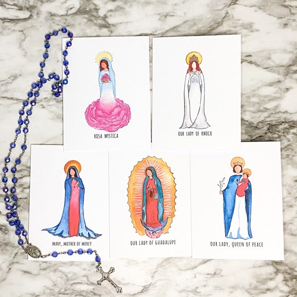 Catholic Note Cards, Religious Notecards, Spiritual Note cards Blank Inside, Catholic Stationery, Marian Art, Blessed Virgin Mary