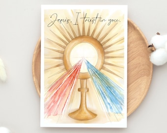 Divine Mercy Catholic Art Print, Jesus I Trust In You Art, Divine Mercy Wall Art, Watercolor Catholic Art, Catholic Watercolor Divine Mercy
