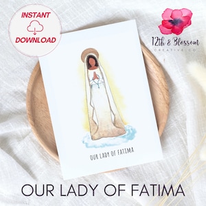 Notre-Dame de Fatima Téléchargement instantané Art Print, Art catholique, Décoration religieuse, Art de la Vierge Marie, Art imprimable catholique