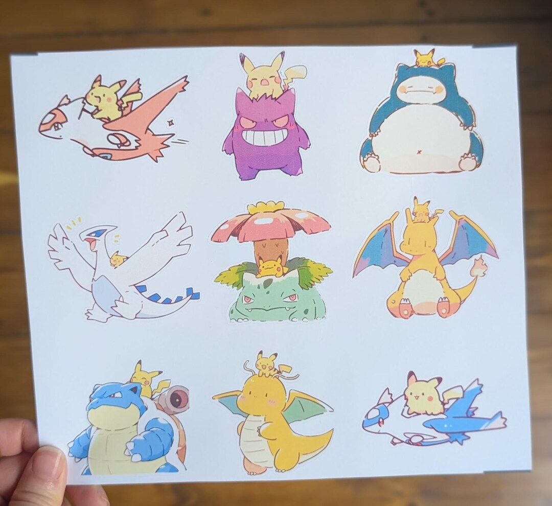 Pikachu Riding Sticker Sheet - Tiny Rider Kawaii Pokémon Sticker Pack ...