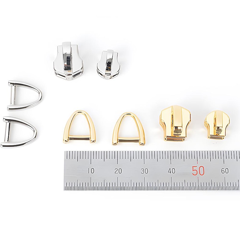 YKK Zipper Slider with Triangular Ring: Gold or Silver, Size 3/5 (10pcs) image 2