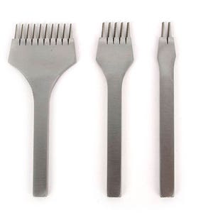 レザーステッチングプロングチゼルセット、2/5/10ステッチングチゼル（3.4 mm〜3.8 mm）、レザークラフト刺し込みアイロンツールMLT-P0000CAI