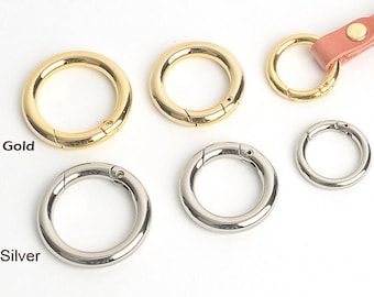20mm~30mm (gold or silver plated) Gate Spring O-Ring Round Push Snap Hooks , High Qulity (Self produced) O-Rings, MLT- P0000BCK