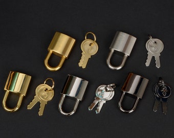 Lock and Key(ver.4-Flat Key), Working Lock , Mini Lock, Small Padlock, Padlock, Padlock and Key Leather craft tools MLT-P0000CUK