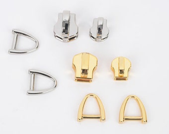 YKK Zipper Fastener Slider(Gold/Silver) 5pcs - 1set, Size 3/5, Slide with Triangular ring, Leather craft tool MLT-P00000QE