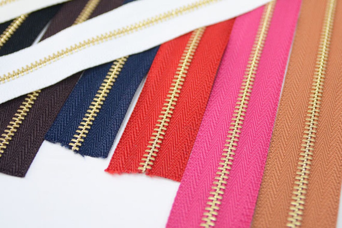 YKK Zipper Gold No.3 1m Gold color Brass Metal with Etsy