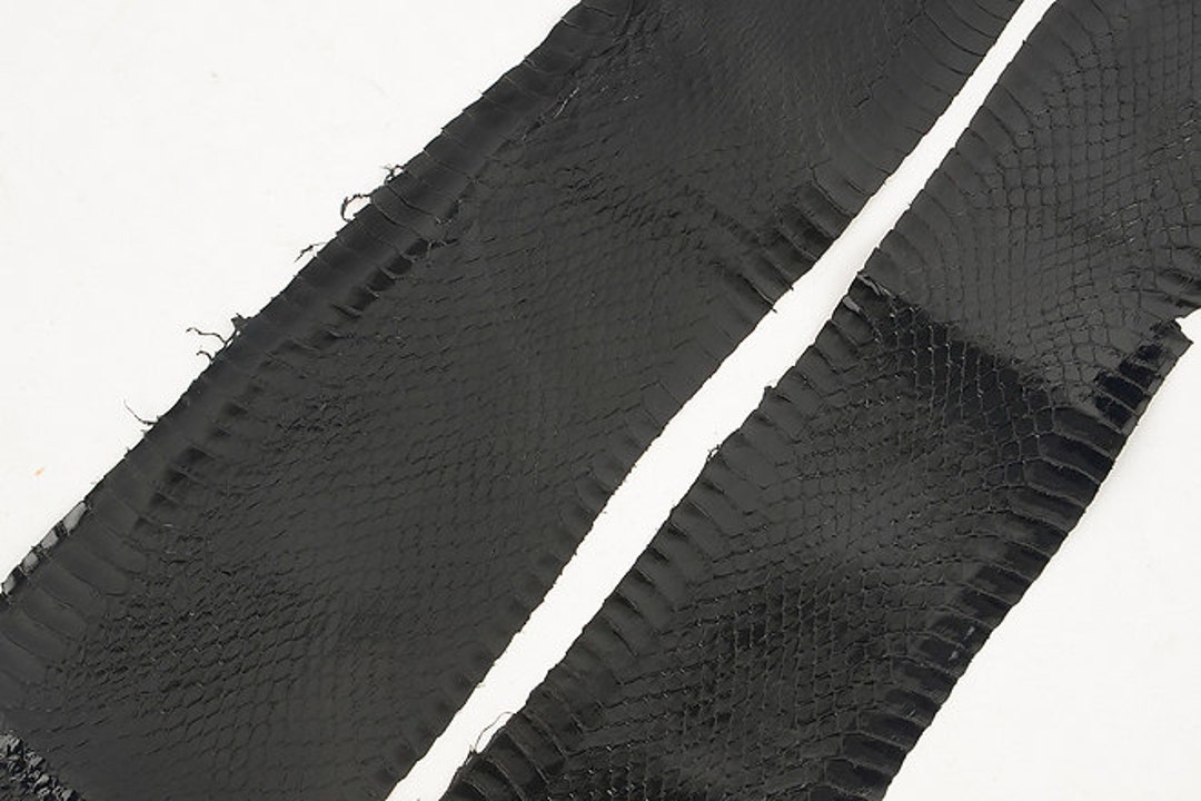 Grossy Black Water Snake Skin genuine Leather for Bookbinding ...