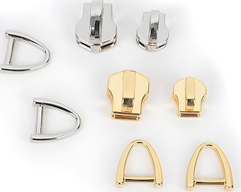 YKK Zipper Slider with Triangular Ring: Gold or Silver, Size 3/5 (10pcs)