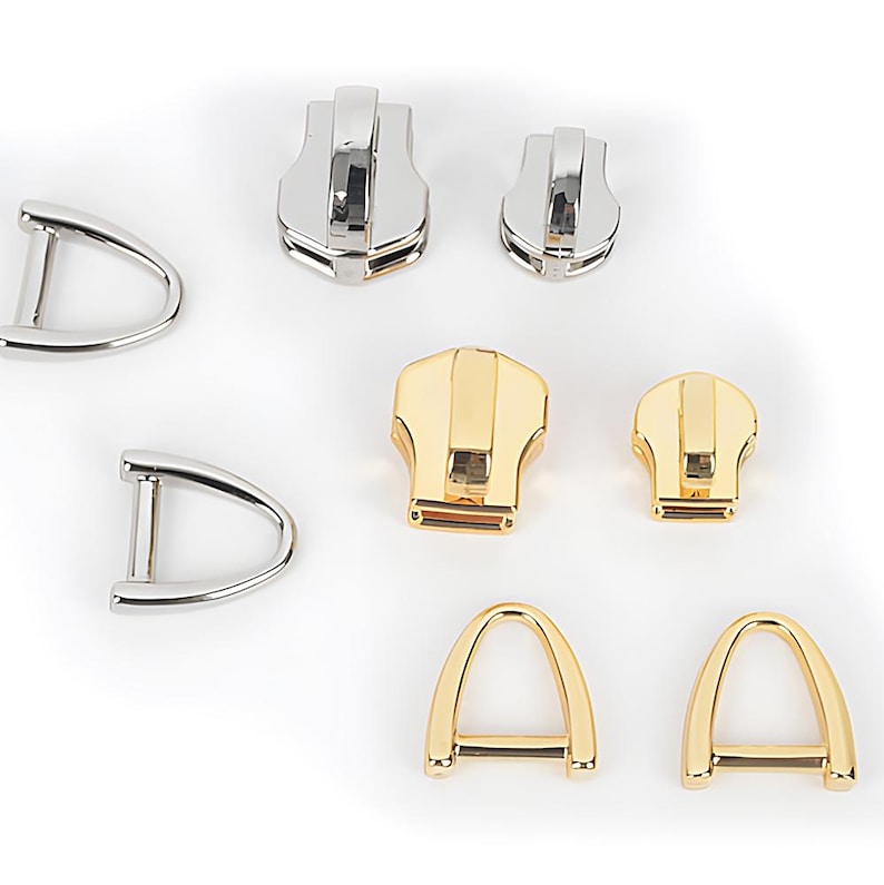 YKK Zipper Slider with Triangular Ring: Gold or Silver, Size 3/5 (10pcs) image 1