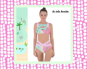 Tie up bikini,celestial,starry,swimwear,bikini,two piece swimsuit,colorful swimsuit,bathing suit,beach,summer,ruffle bikini,colorful,bikinis