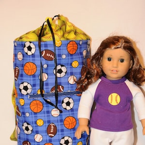 Softball Themed Doll Carrier For 18&quot; Dolls