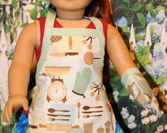 Kitchen Utensil Apron Set For 18" Dolls