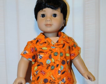 Orange Bugs Boy Pajamas For 18" Dolls