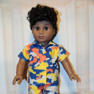Camo Orange Boy Pajamas For 18&quot; Dolls