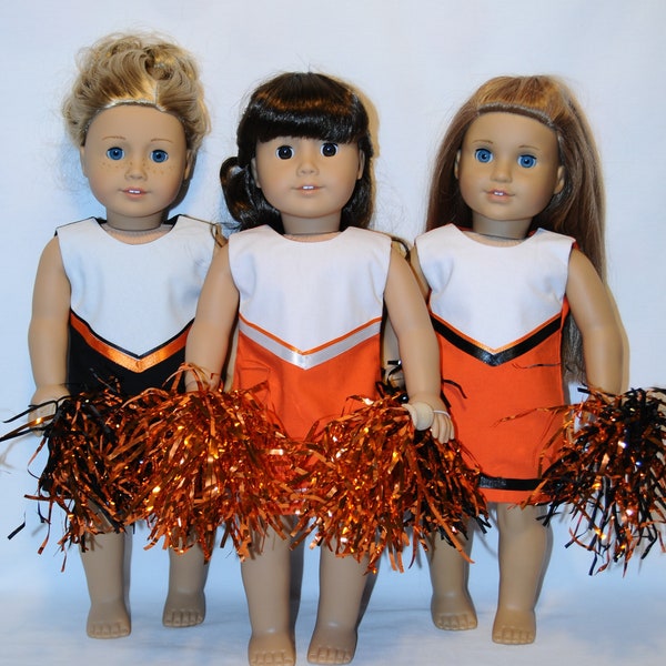 Orange Cheerleader Outfit with Pompoms for 18" Dolls