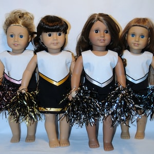 Black Cheerleader Outfit with Pompoms For 18" Dolls