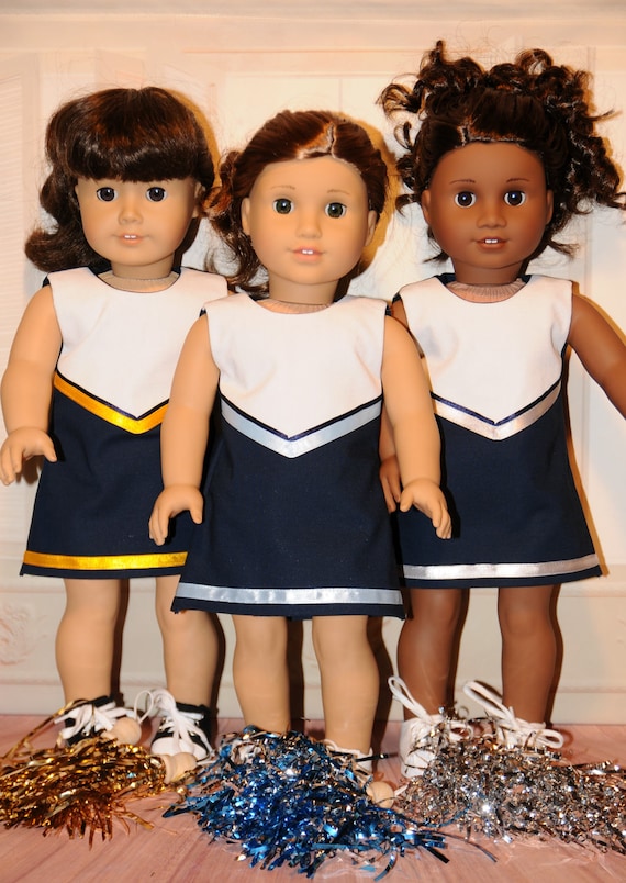 Navy Blue Cheerleader Outfit With Pompoms Etsy