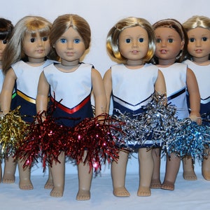 Ensemble bleu marine de pom-pom girl avec pompons pour poupée de 18 pouces image 2