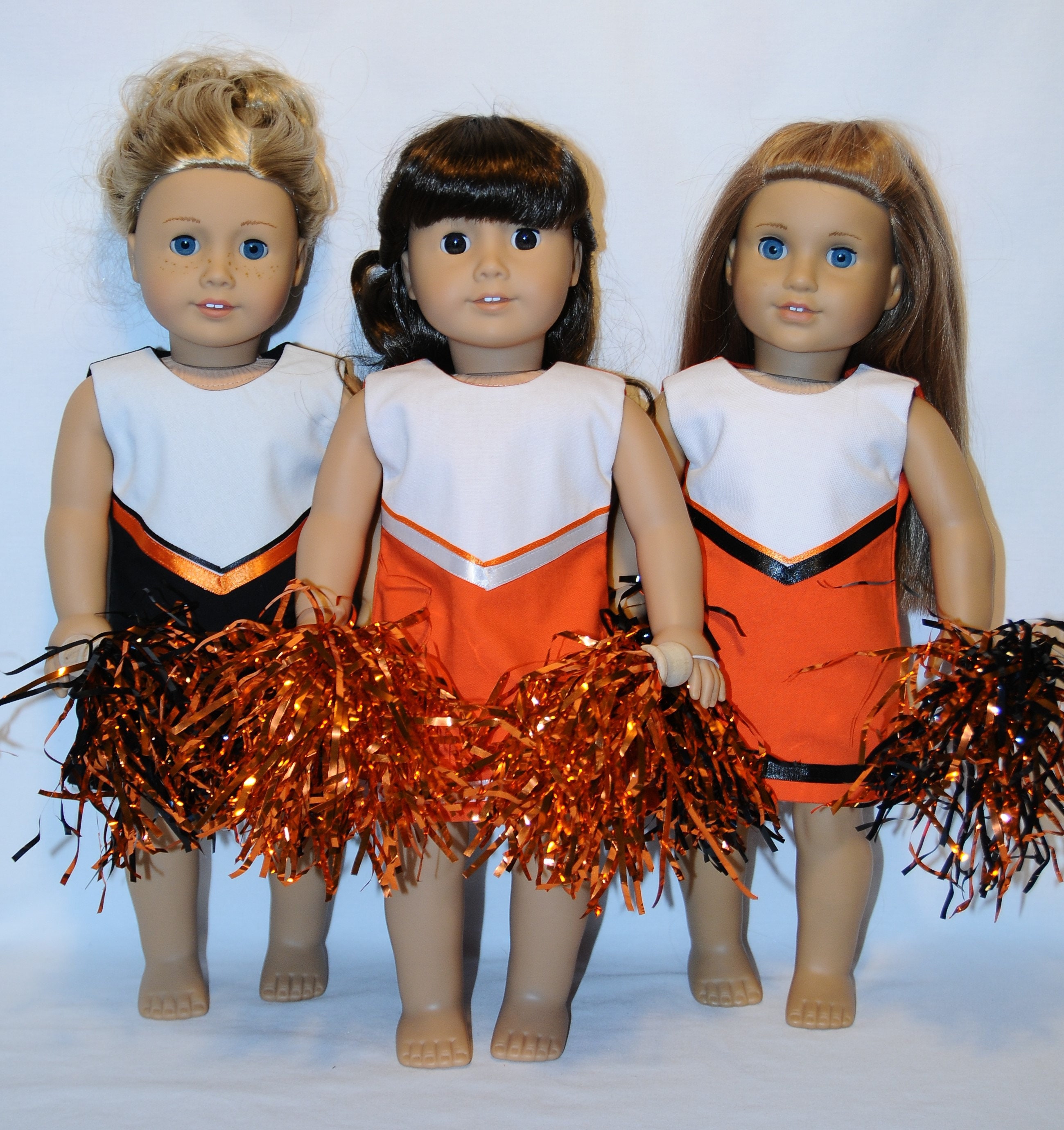 Tenue de pom-pom girl orange avec pompons pour poupées de 18 pouces -   France
