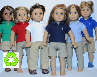 Parochial School Polo Shirt For 18" Dolls (7 Colors Available)