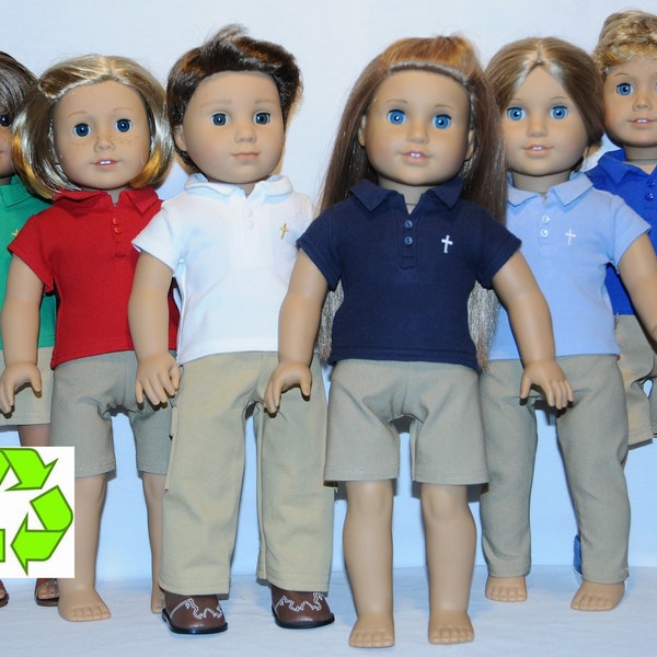 Parochial School Polo Shirt For 18" Dolls (7 Colors Available)