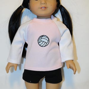 Uniforme de voleibol para muñecas de 18 pulgadas. Light Pink & White
