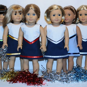 Ensemble bleu marine de pom-pom girl avec pompons pour poupée de 18 pouces image 1