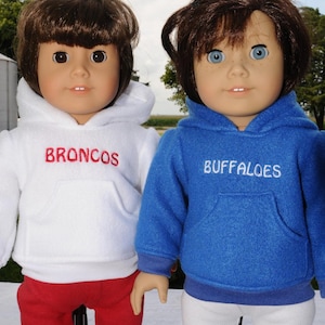 Custom Embroidered Sweatshirt For 18&quot; Dolls