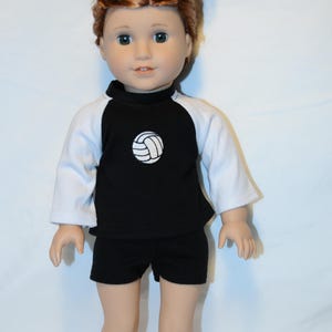 Uniforme de voleibol para muñecas de 18 pulgadas. Black & White