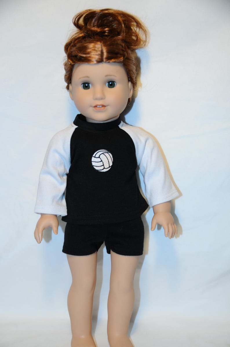 Uniforme de voleibol para muñecas de 18 pulgadas. Black & White