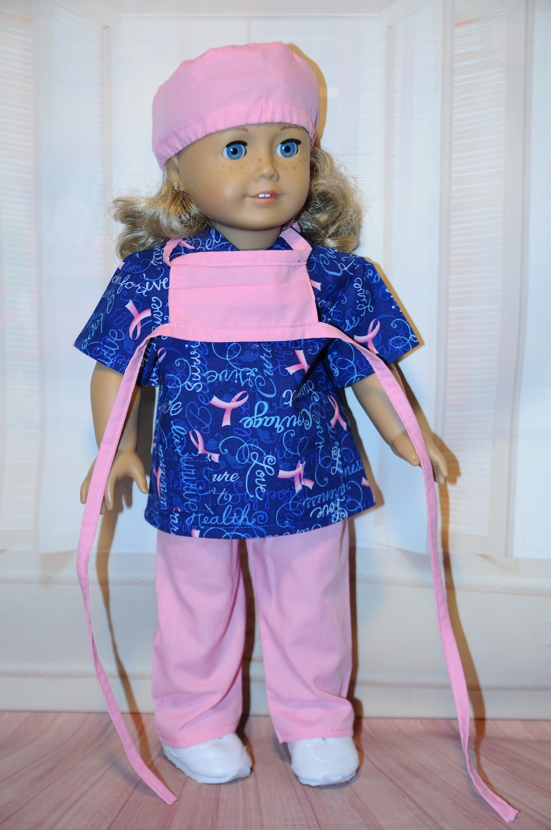 Blue &amp; Pink Ribbon Scrubs for 18" Dolls - Etsy