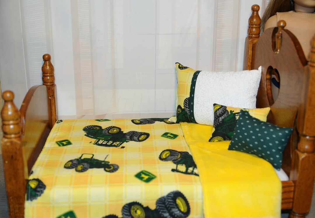 Reversible John Deere Tractor Bedding for Doll Beds for 18 Dolls Etsy