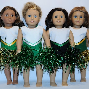 Green Cheerleader Outfit with Pompoms for 18&quot; Dolls