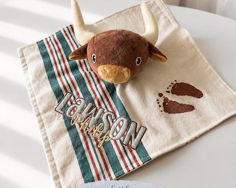Personalized Animal Lovey, Handmade Comfort Blanket, Keepsake Baby Lovey