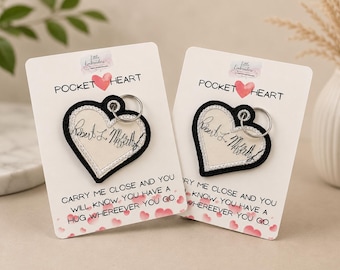 Pocket Heart Hug Keychain, Remembrance, Signature, Memory Fabric from Loved One's Clothing