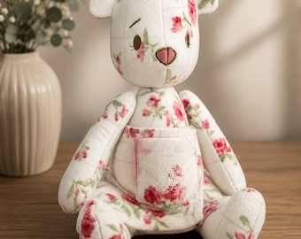 Memory Bear, Memorial Bear from Loved One’s Clothes, Personalized Remembrance Teddy,