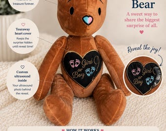 Custom Ultrasound Gender Reveal Bear, Minky Keepsake