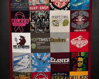 Custom T-Shirt Quilt, Preserving Memories, Keepsake Blanket, Cotton Fabric