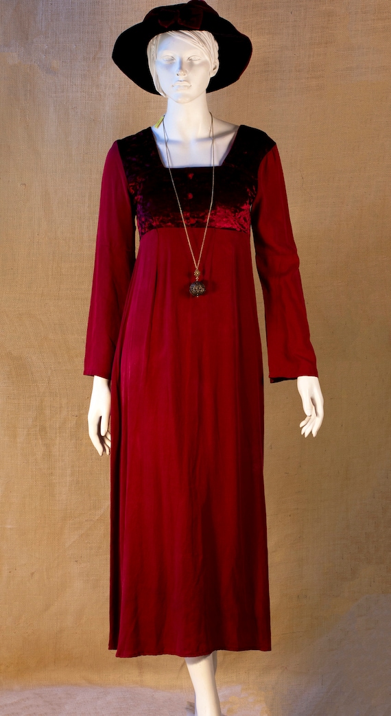 Red Boho Dress, Red Cotton Boho Dress, Red Hippie